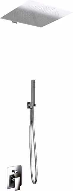 Kit Doccia 2 Vie Giorgy in Acciaio Inox Cromato con Soffione Rain Slim e Doccino, L 40 cm