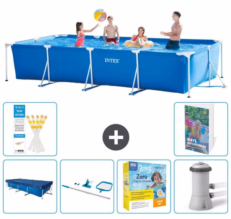Piscina fuori terra rettangolare - 450x220x84 cm - composta da 5 elementi, modello S28