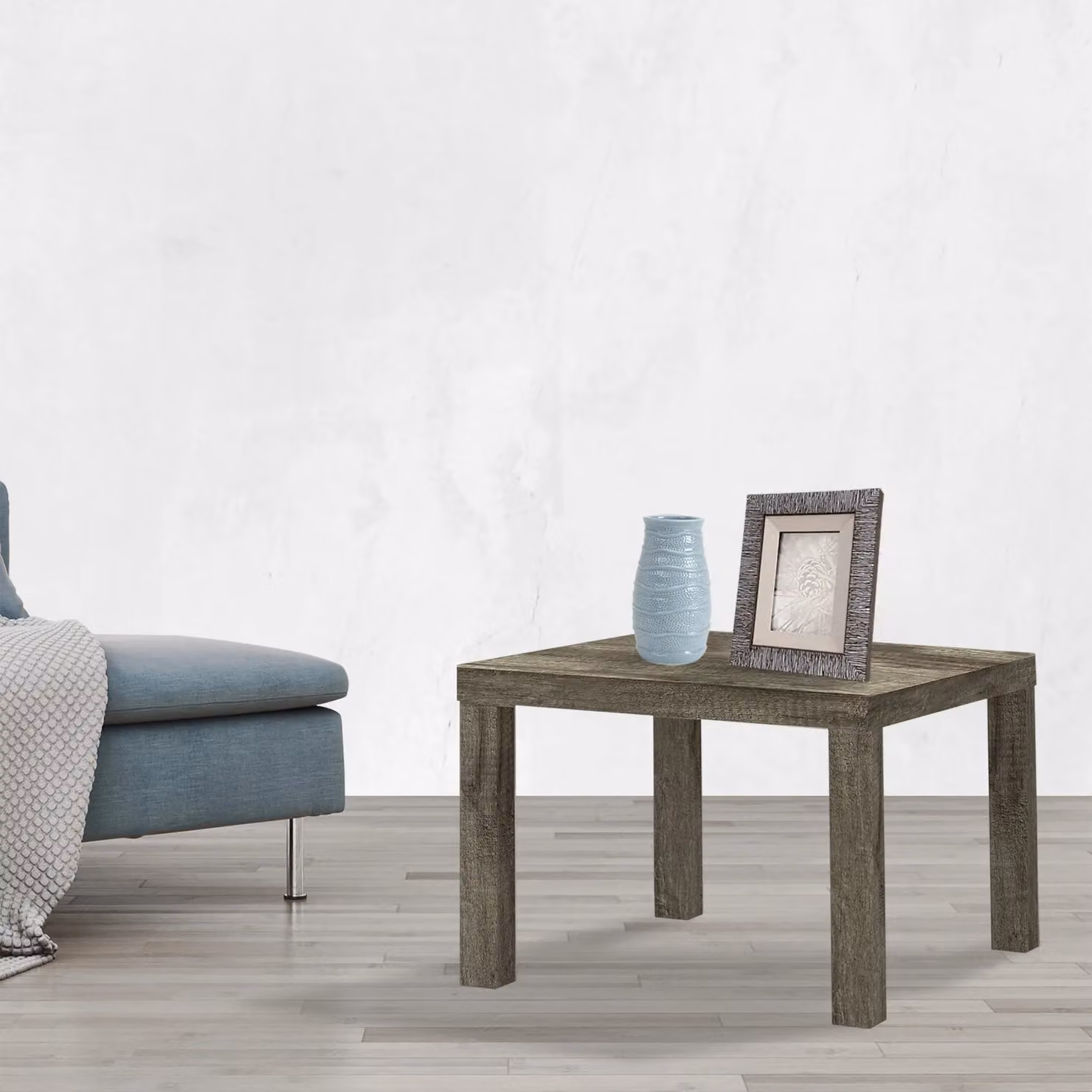 VESTIAMO CASA Tavolino quadrato moderno in legno Rovere scuro, L/P/H: 45 x 45 x 45 cm – 2