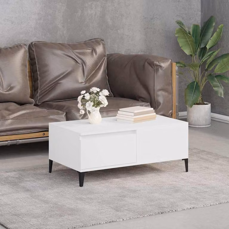 vidaXL Tavolino da Salotto Bianco in Legno Multistrato, L 90 cm x P 50 cm x H 36,5 cm