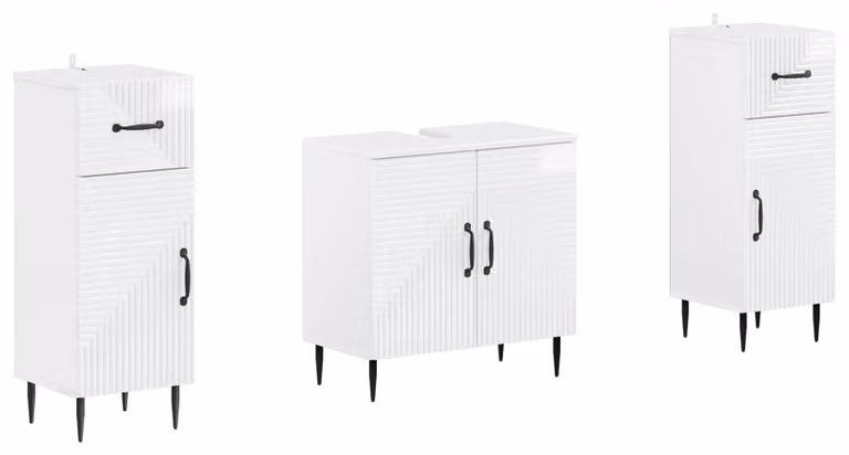 Set di due mobili da bagno HAARLEM, finitura lucida bianca