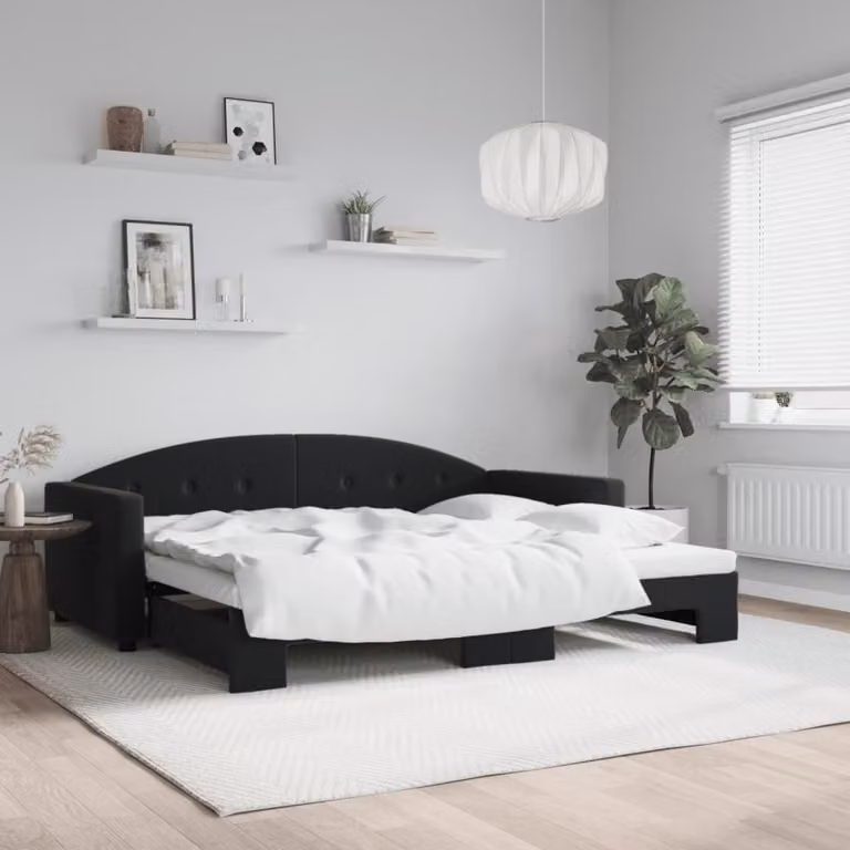 vidaXL Divano Letto con Letto Estraibile in Velluto Nero