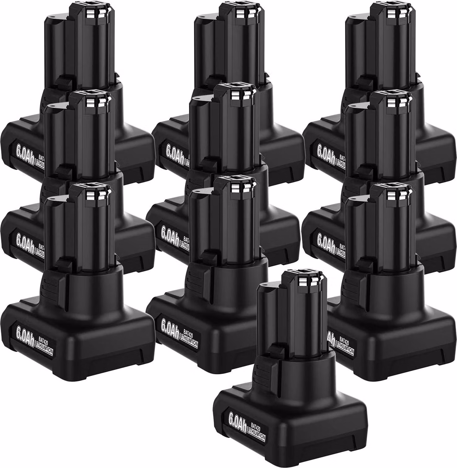 Batteria ricaricabile BAT420 - Batteria di ricambio - 12 V - 6000 mAh - Li-Ion - Confezione da 10 pezzi - Compatibile con BAT411-414, 2607336013/014 - Viola