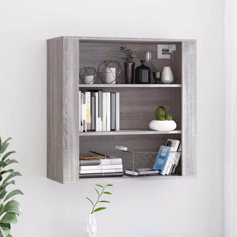 Pensile da parete moderno vidaXL in legno e MDF grigio opaco L 80 cm x P 33 cm x H 80 cm
