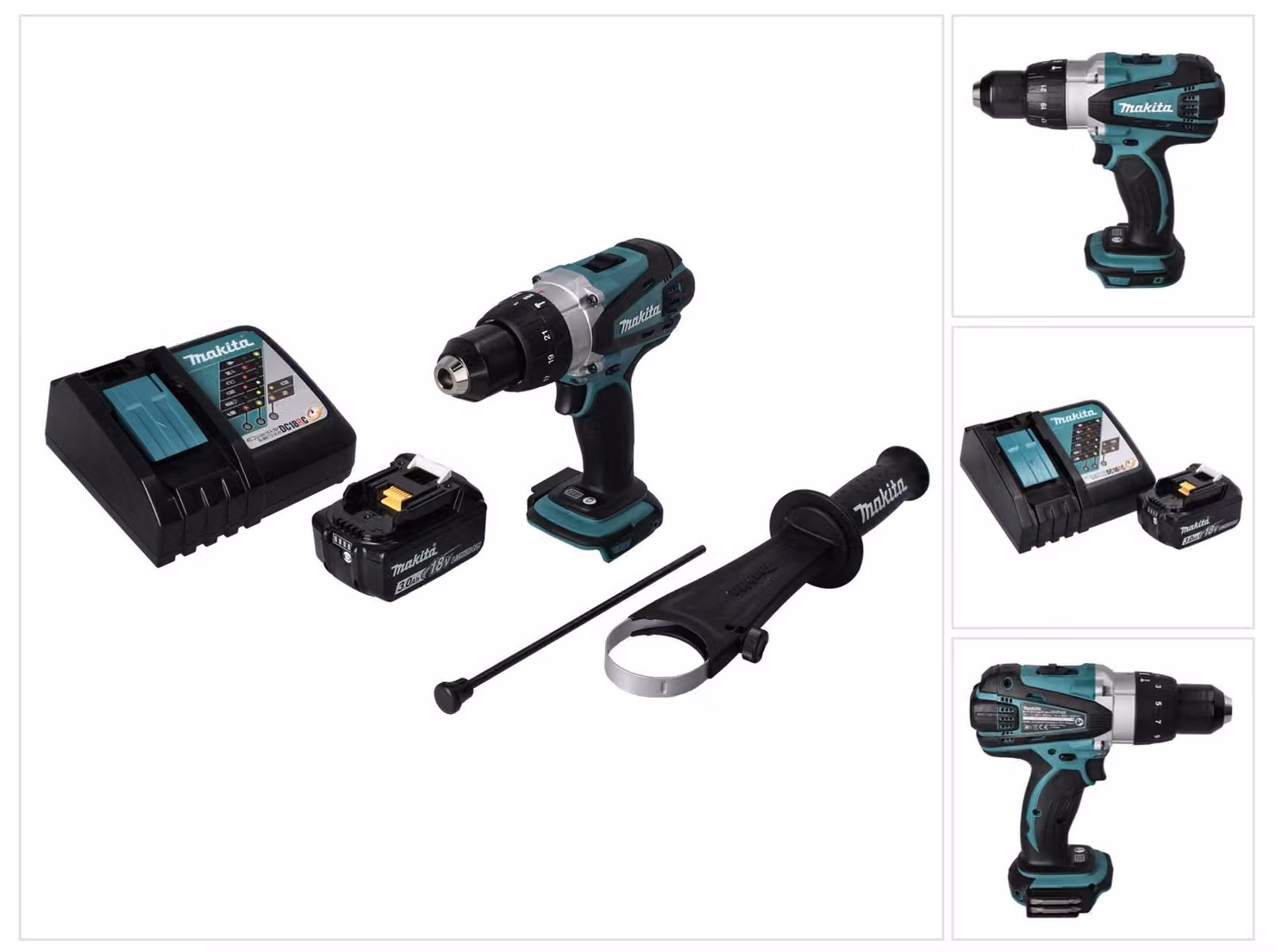 Trapano avvitatore a percussione a batteria Makita DHP 458 RF1 18 V 91 Nm + 1x batteria 3,0 Ah + caricabatterie