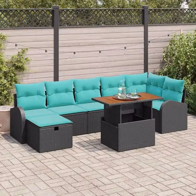 Set Divano da Giardino 8 pz Nero polyrattan 3361312