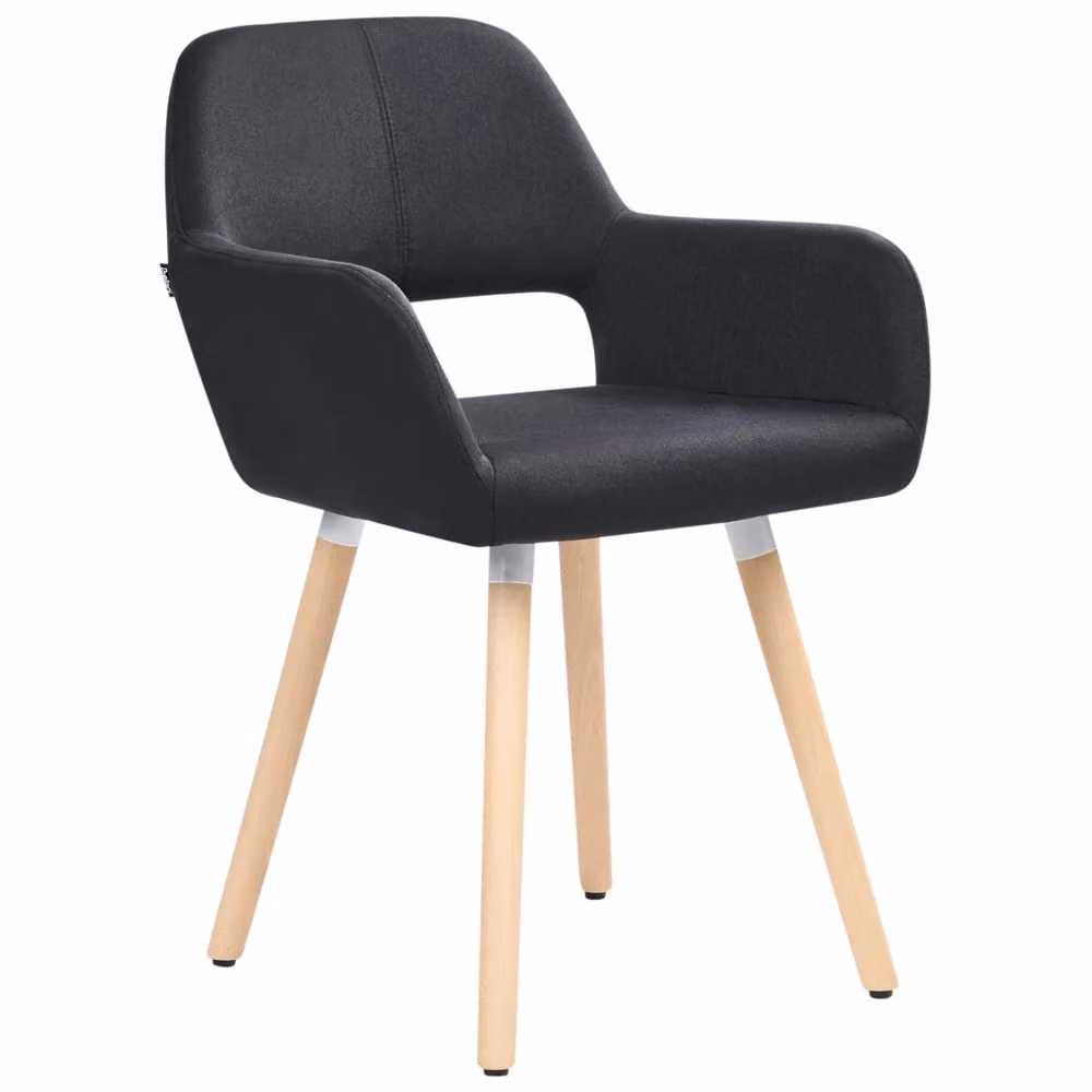 Set di 2 sedie da pranzo BELIANI in tessuto nero con gambe in legno di faggio oliato stile moderno – 2