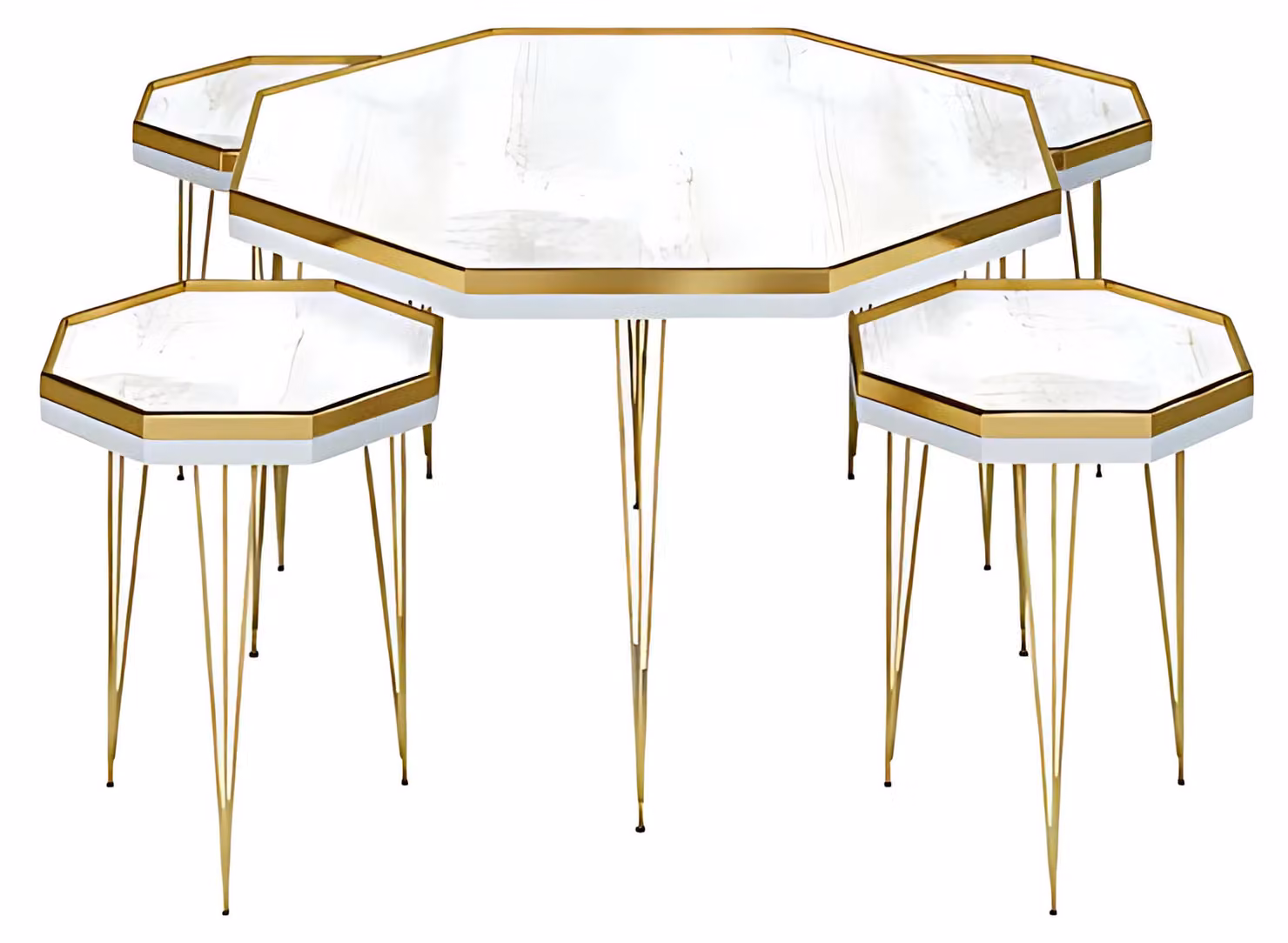Wohnzimmer-Set Weiß Modern MDF Edelstahl Elegant