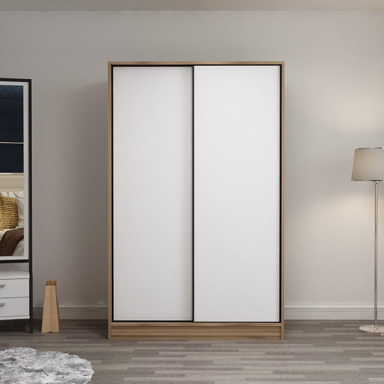 Skye Decor, Kale White Oak - 2314, armadio, bianco, 100% pannelli truciolari rivestiti in melamina, 120 x 60 x 190 cm