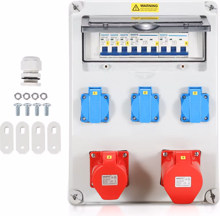 Distributore di corrente Jopassy distributore di corrente da cantiere distributore a parete presa di corrente CEE IP44 per cantiere 1X32A 1X16A 3x230V CON LS