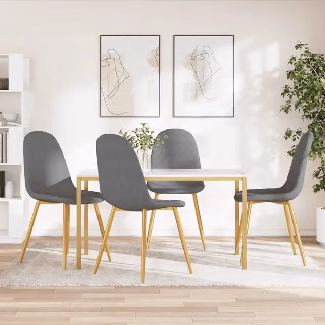 Set di 4 sedie da pranzo vidaXL in velluto grigio con struttura in metallo e plastica per soggiorno e cucina