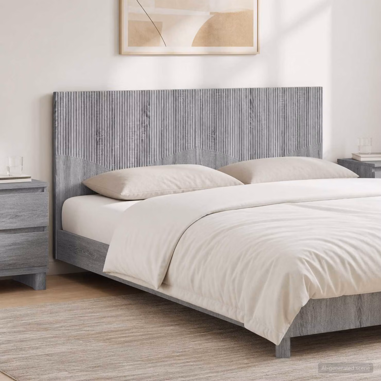 Testiera da muro vidaXL HOORN grigio con ripiano integrato in legno ingegnerizzato L: 180 cm, H: 50 cm, P: 15,56 cm