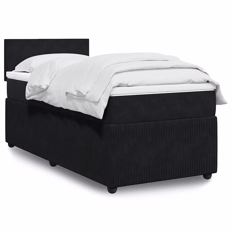 vidaXL Giroletto a Molle con Materasso Ibrido in Velluto Nero 90x190 cm
