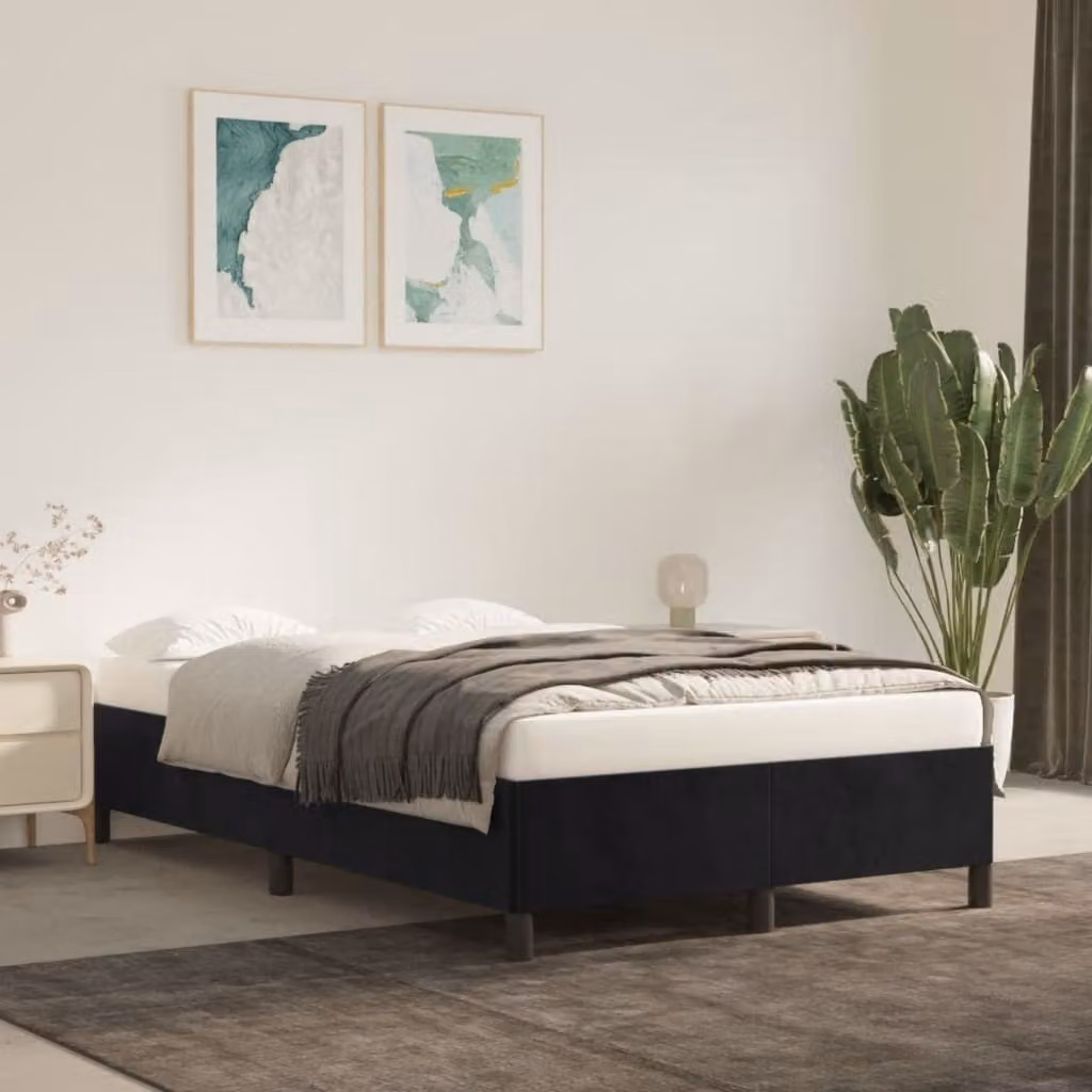 The Living Store struttura letto nera 120x200 cm in velluto