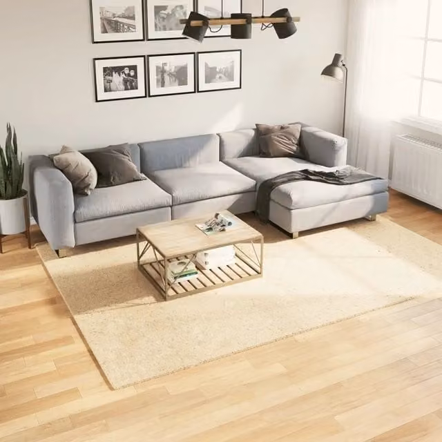 Tappeto Moderno Rettangolare vidaXL in Poliestere Beige, Lavabile e Antiscivolo, L: 200 cm, P: 280 cm