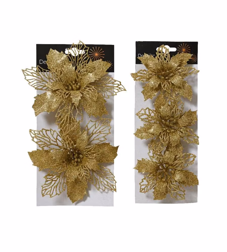 Decoris Clip Stella di Natale Rossa Decorativa - Misure Assortite