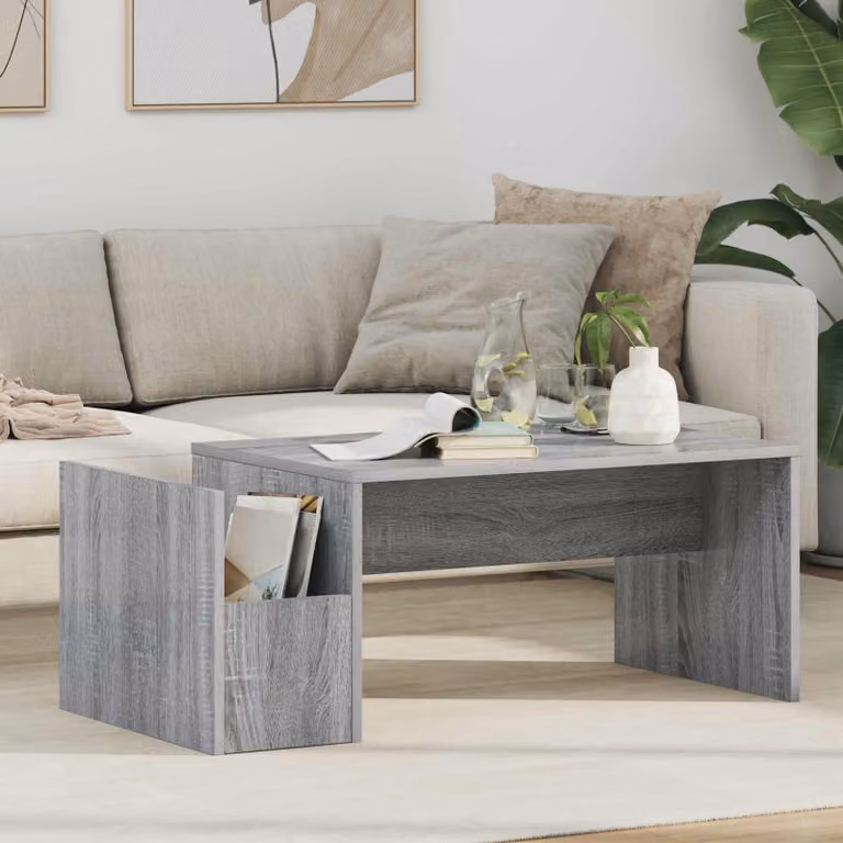 vidaXL Tavolino da salotto moderno in MDF grigio L: 90 cm, P: 45 cm, H: 35 cm