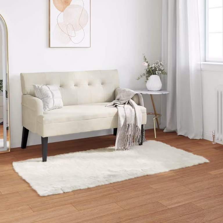 Tappeto moderno vidaXL in poliestere bianco, L: 60 cm x P: 110 cm