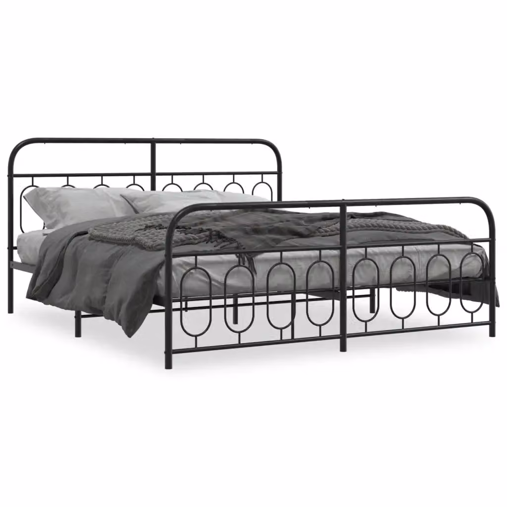 Giroletto vidaXL con testiera e pediera in metallo nero L: 187 cm, P: 100 cm, H: 219 cm – 2