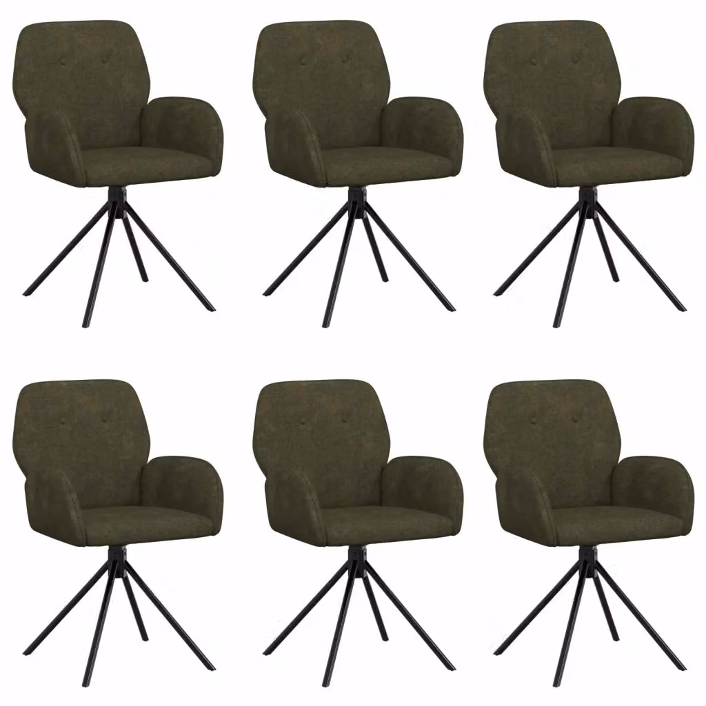 Set di 6 sedie da pranzo girevoli vidaXL in microfibra verde con braccioli e base in metallo – 2