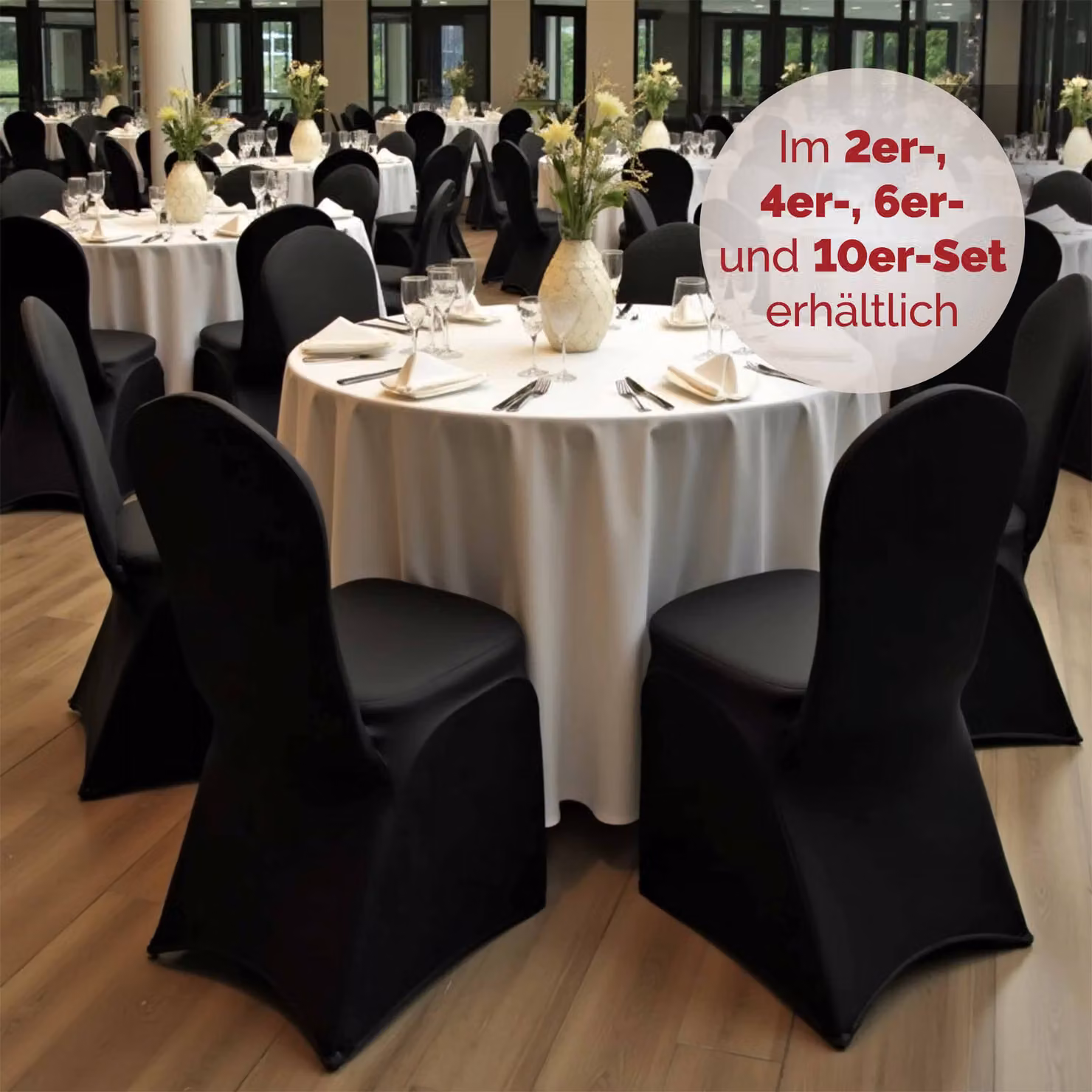 Set di 2 coprisedia neri in tessuto elasticizzato lavabile per sedie da pranzo moderne – 4