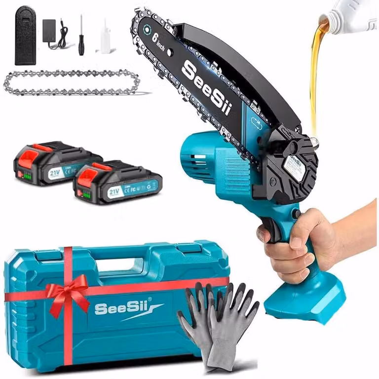 Troncatrice a batteria compatta - Seghetto elettrico senza fili per potatura - 2 batterie da 2,0 Ah - Profondità di taglio di 15,2 cm - Potenza: 800–999 W - Motore a spazzole - Adatta per legno e giardinaggio