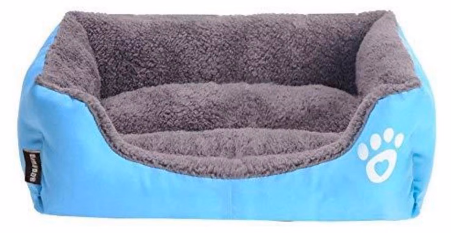 Cuccia per cani, cuccia per gatti, cuscino reversibile, taglia XL, colore blu, con bordo alto e motivo a impronte di zampe