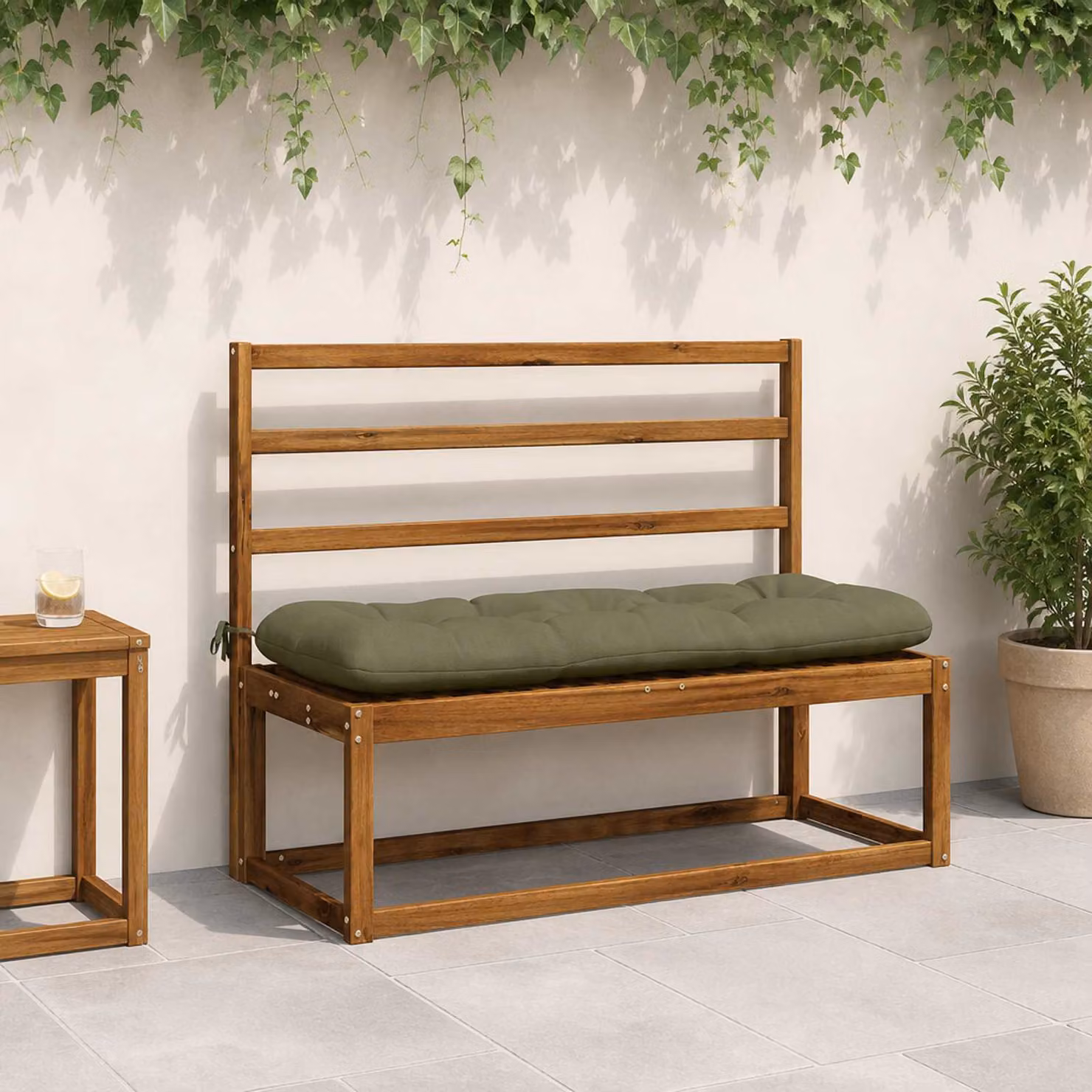 Set di 2 cuscini per panchina vidaXL VIANEN verdi in poliestere con imbottitura in schiuma, L: 120 cm, P: 40 cm, H: 12 cm
