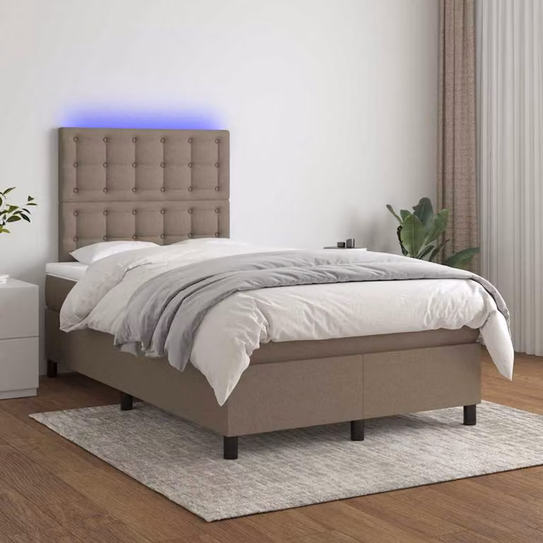 Letto Ibrido con Materasso e Illuminazione LED vidaXL in Tessuto Beige L/P: 120 x 200 cm