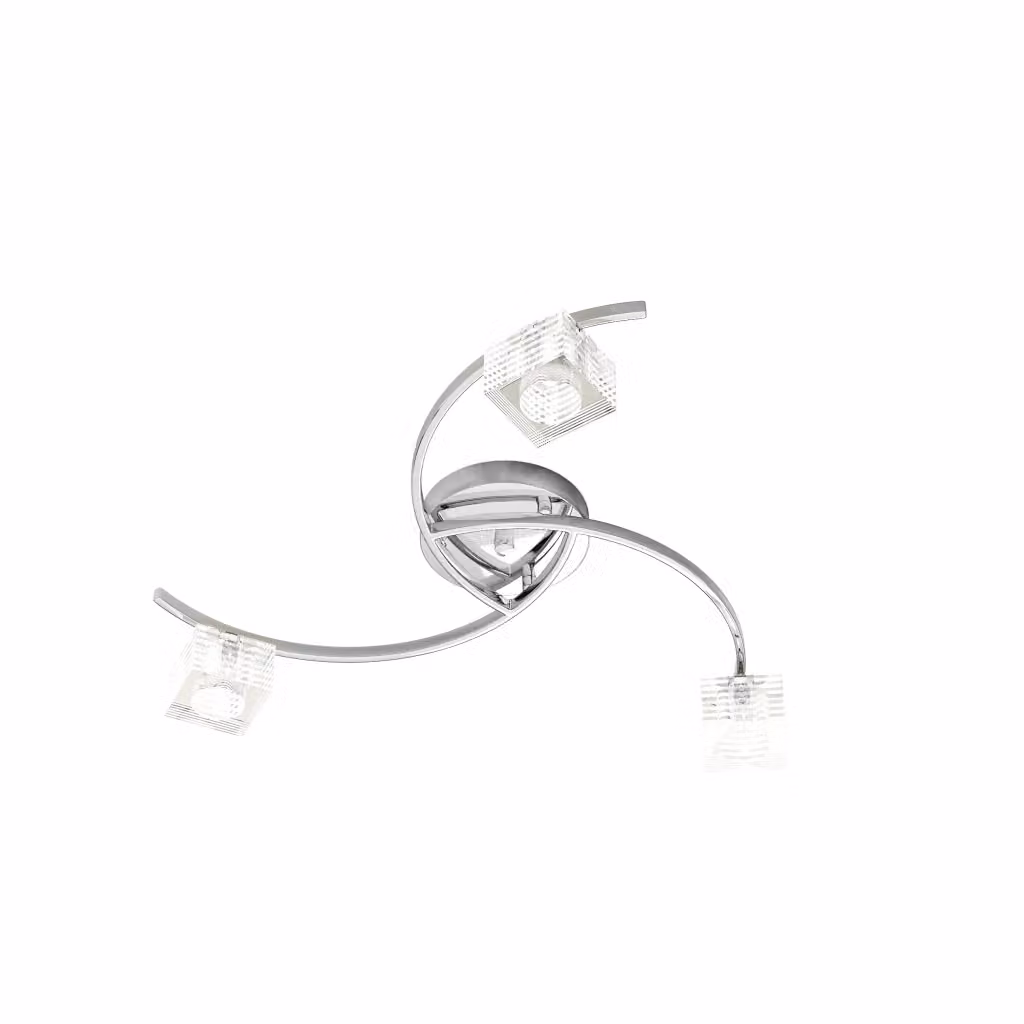 Plafoniera da soffitto Metropolitan Toplight con 3 luci, struttura in metallo cromato e vetro trasparente, design moderno, L: 50 cm, P: 50 cm, H: 12 cm – 2