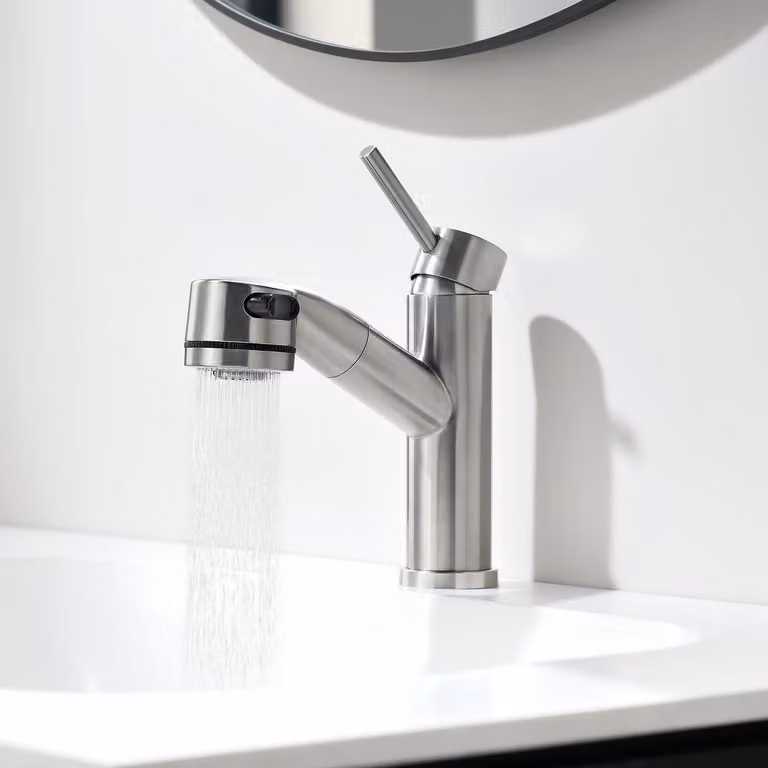 Miscelatore per lavabo estraibile, in acciaio inossidabile, con acqua calda e fredda