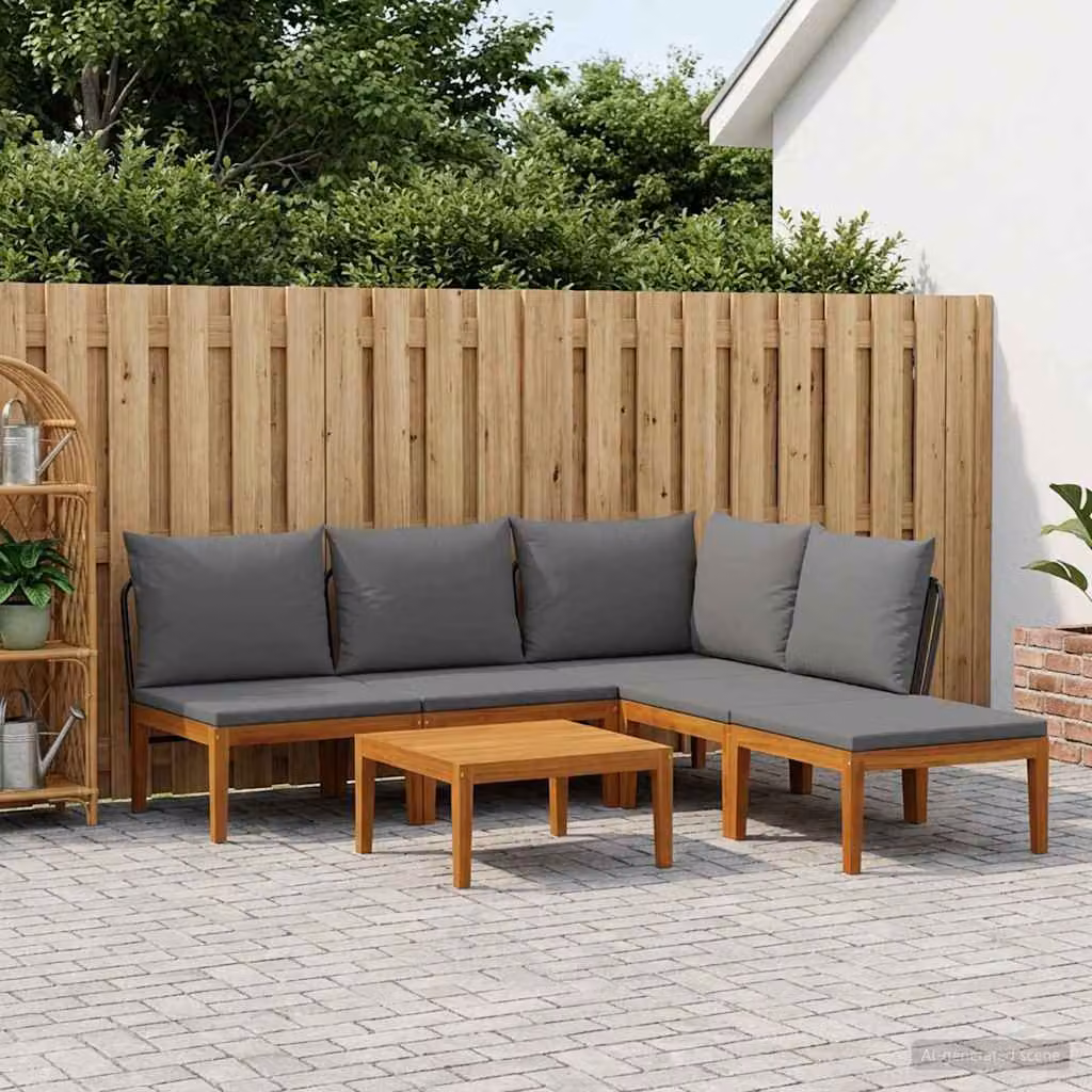 Set di 6 sedie da giardino moderne vidaXL in legno massiccio di acacia e corda, colore naturale