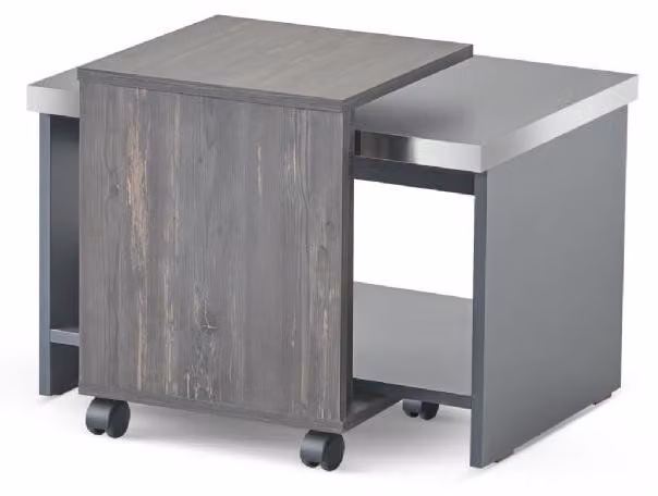 Couchtisch Grau Einfarbig Arbeitszimmer Wohnzimmer Rechteck mit Regal