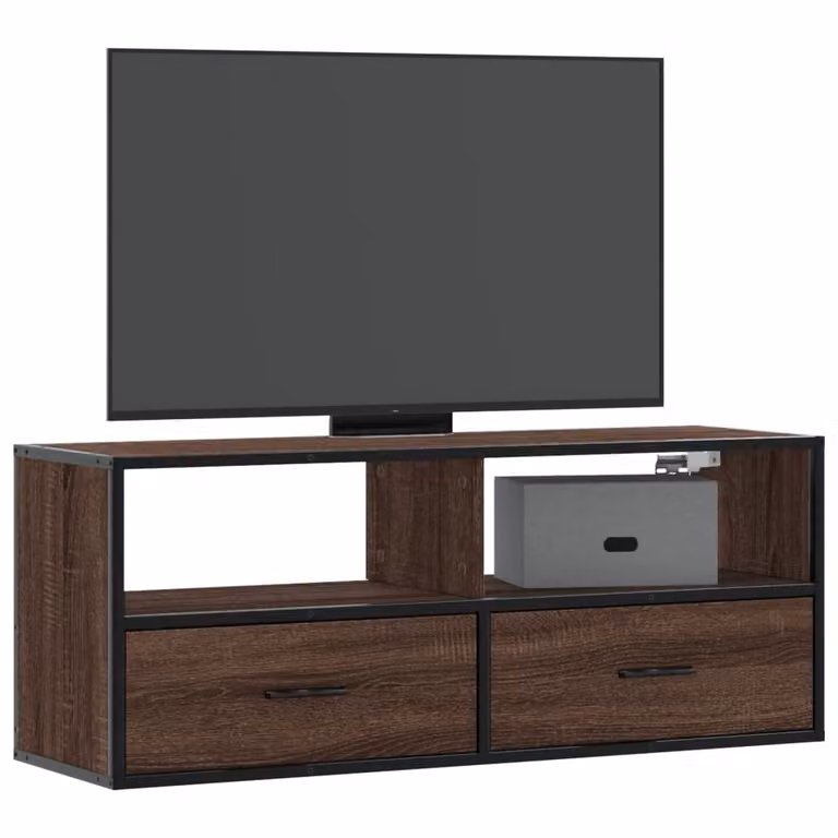 Mobile TV vidaXL in stile industriale, Rovere Marrone, L/P/H: 100 x 31 x 39,5 cm