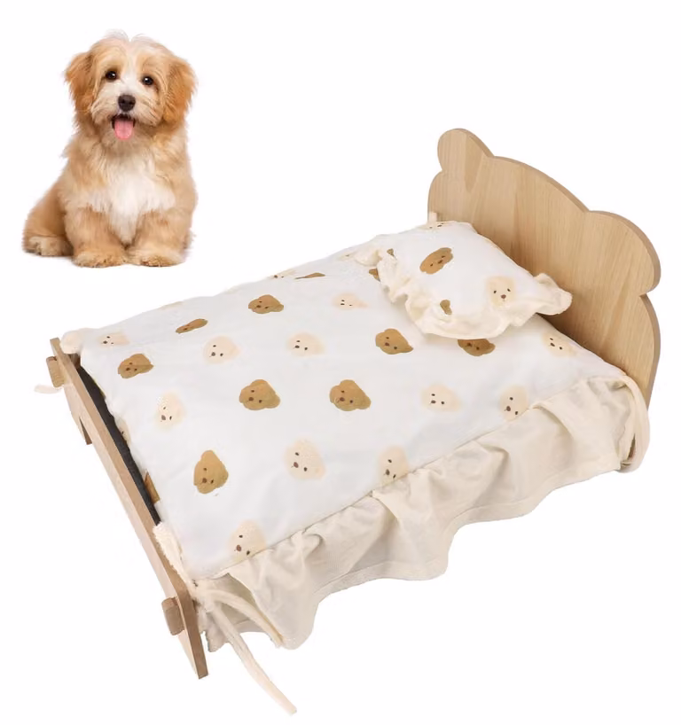 Cuccia per cani, struttura robusta - Cuccia per cani in legno - Struttura rinforzata - Cuscino rimovibile - Montaggio semplice - Sonno confortevole - Lettino per animali domestici
