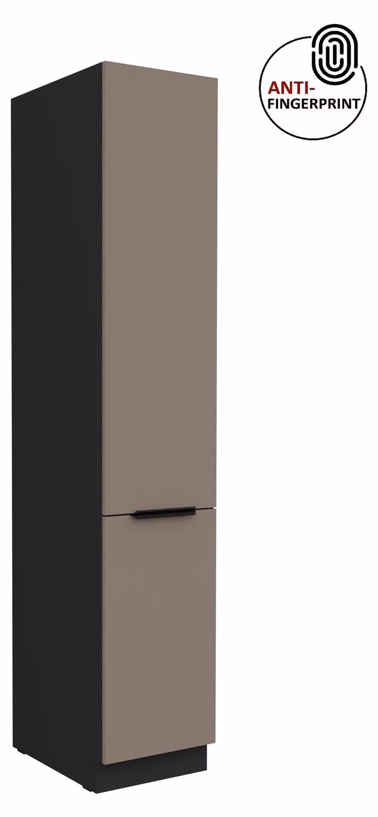 Credenza da cucina da 40 cm, linea ARIA, grigio sabbia ultra opaco + nero opaco, frontali di alta qualità con rivestimento anti-impronta, blocco cucina