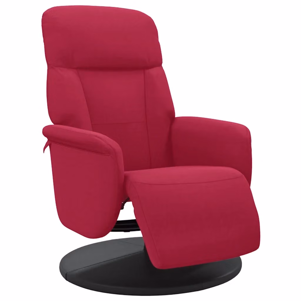 Poltrona Reclinabile con Poggiapiedi vidaXL in Velluto Rosso con Base Girevole a 360 Gradi – 2