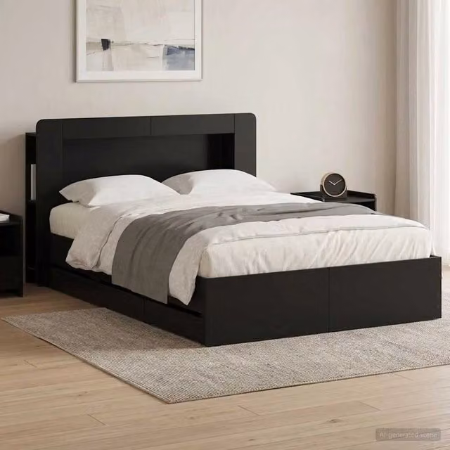 Struttura del letto con stoccaggio e testata Nero 150 x 200 cm 3434052