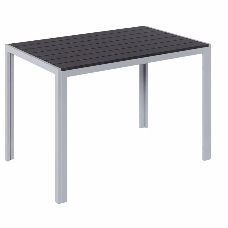 Tavolo da giardino - Tavolo da pranzo per esterni - Tavolo per giardino e terrazza - Tavolo rettangolare in alluminio con doghe in metallo - 110x70x73 cm - Grigio