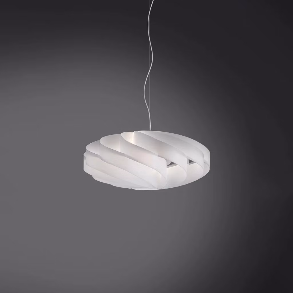 Lampada a sospensione moderna Polilux Linea Zero bianca e metallo cromo, diametro: 50 cm, attacco E27 – 2