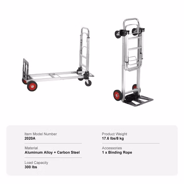 Carrello portasacchi, capacità di carico di 400 libbre, pieghevole e leggero, 400 libbre