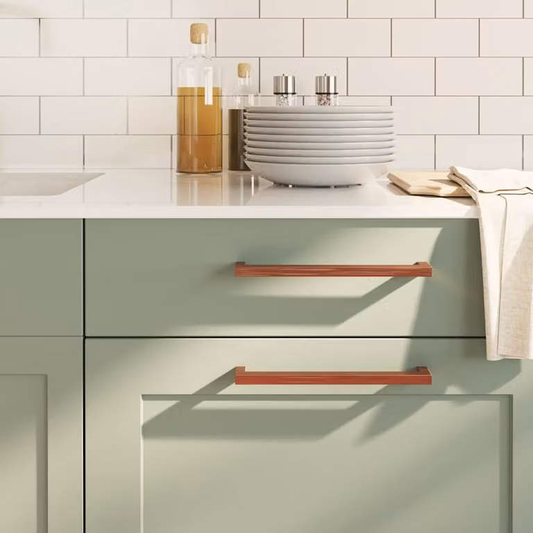 Set di 5 maniglie per mobili vidaXL in acciaio inox color bronzo, lunghezza 224 mm