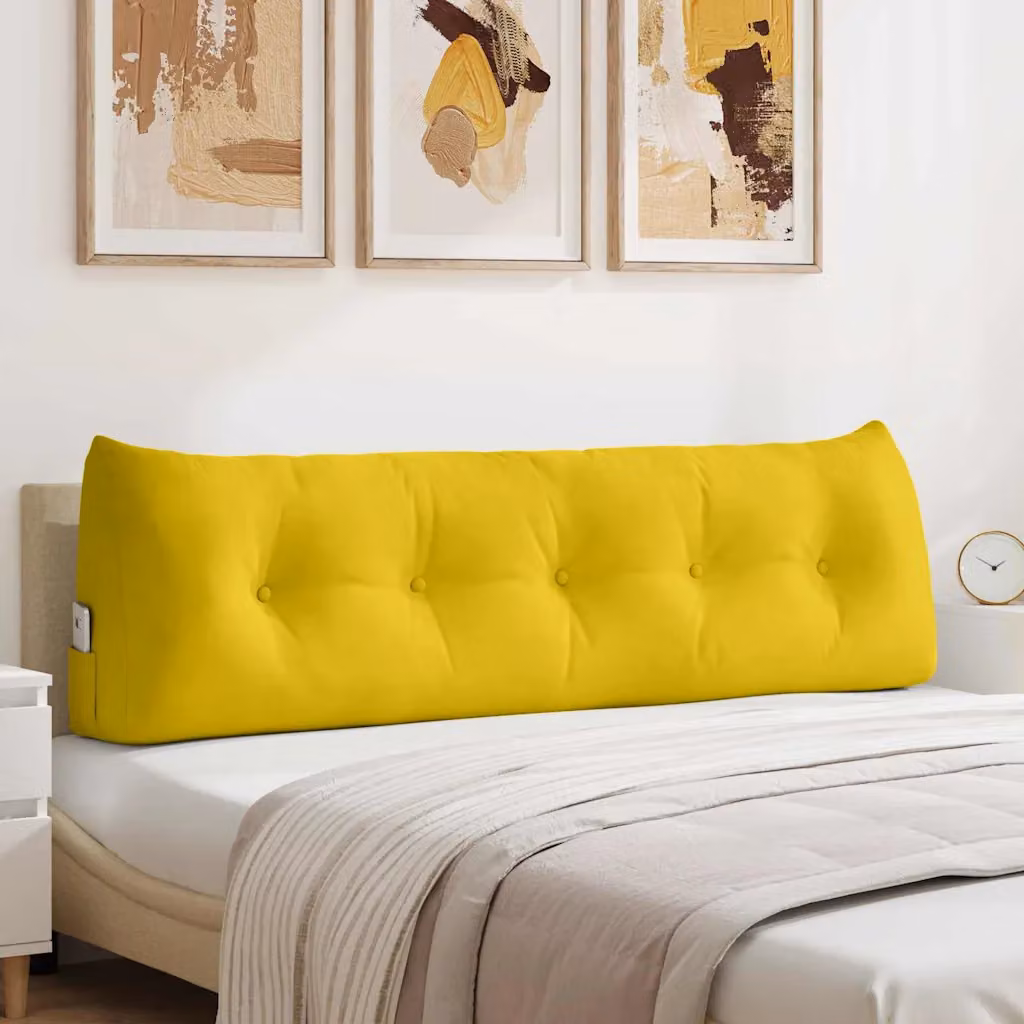 Cuscino per schiena ergonomico vidaXL in velluto giallo L 160 x P 24 x H 50 cm