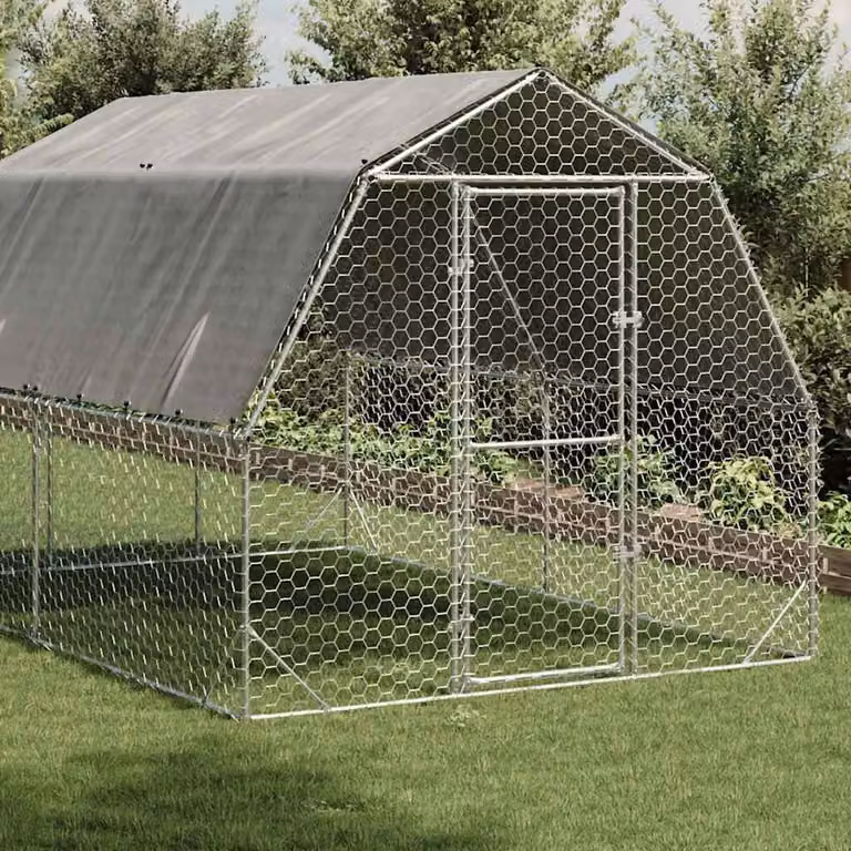 vidaXL Recinto per Polli con Tetto 2,5x4x2,25 m in Acciaio Zincato