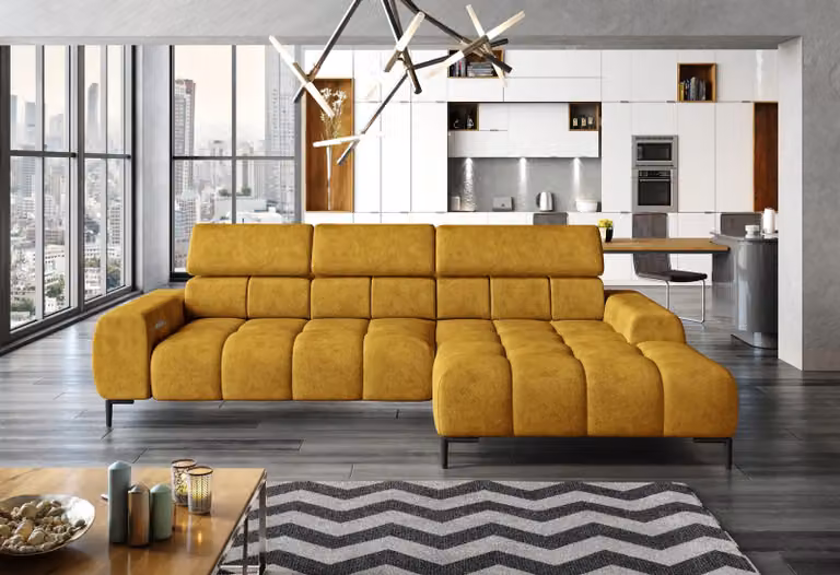 Divano letto imbottito letto tessile funzione sonno design divano angolare divano a L divano a L