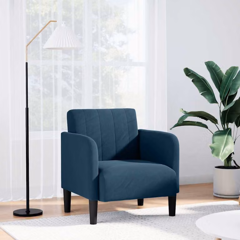 Sedia con braccioli vidaXL in velluto blu per soggiorno e ufficio