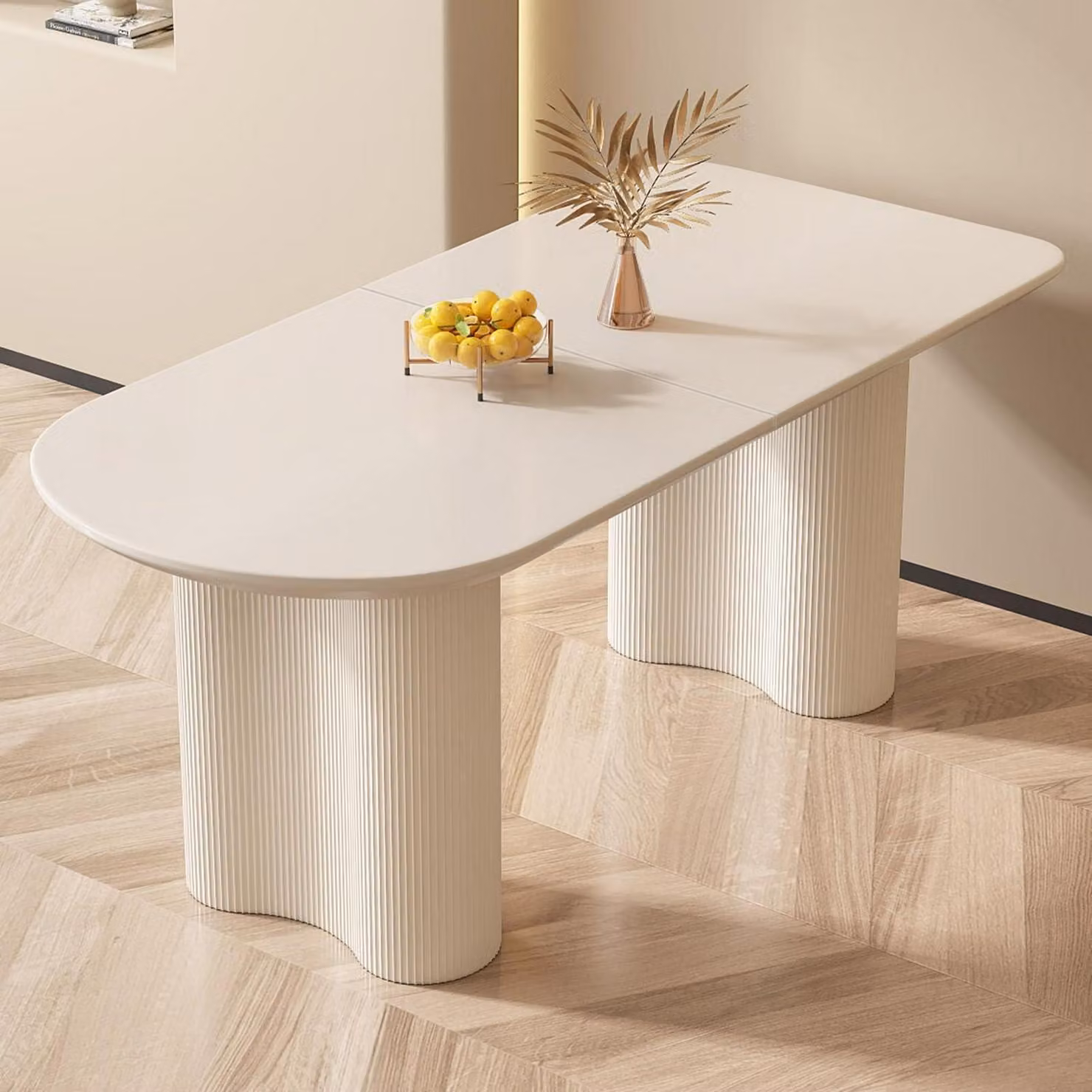 Tavolo da pranzo ovale, bianco, 180 cm, per 4-8 persone, design moderno, facile da montare