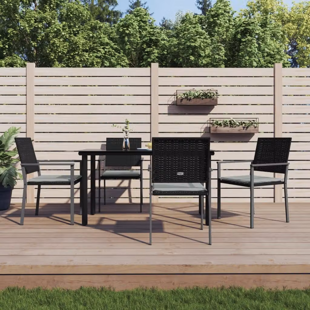 Maison Exclusive - Set Pranzo da Giardino 5pz con Cuscini in Polyrattan e Acciaio