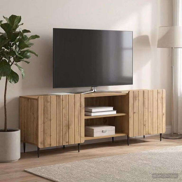 Mobile TV vidaXL in Rovere Artigianale con Ruote, L/P/H: 150 x 31 x 52 cm