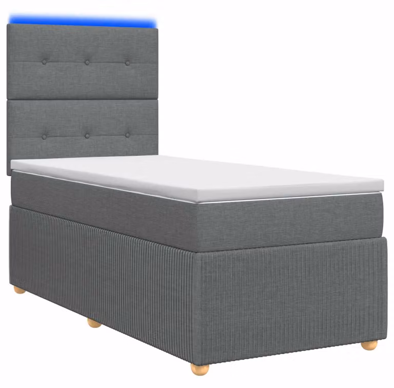 Letto boxspring LED con materasso grigio scuro 100 x 200 cm tessuto